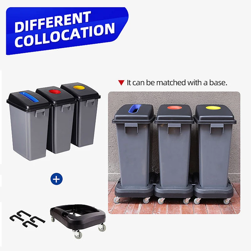Outdoors Recycle Bins With Lids and Wheels Plastic Waste Bins 240 Liter Trash Recycling Bins