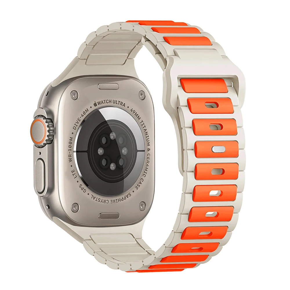 Для Apple Watch ультра 49 мм 45 40 44 браслет два цвета три силиконовый ремешок для iwatch водонепроницаемый петля спортивные часы