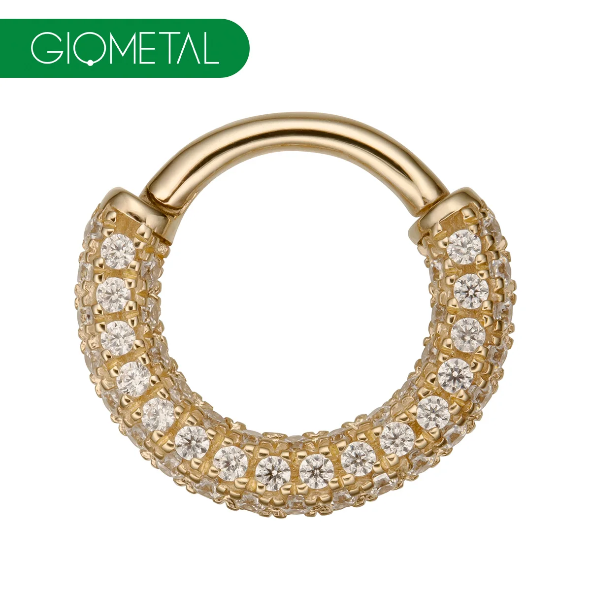 Giometal 14K Solid Gold Ear Piercing Daith body Jewelry Wholesale Gemmed Septum Clicker Helix Nose Conch Hinged Segment Ring