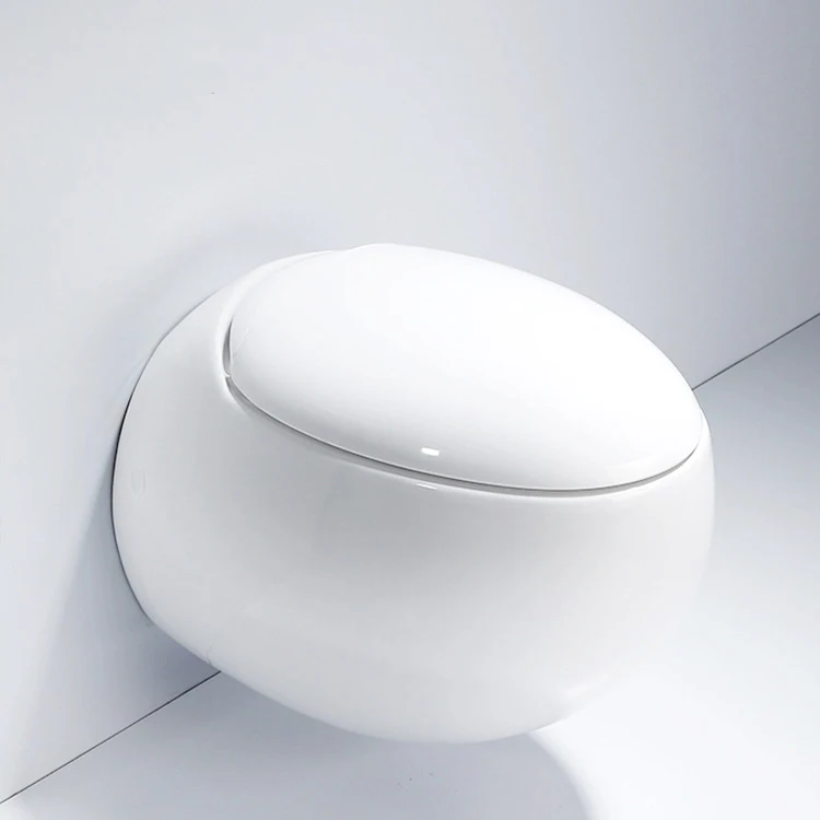 Modern bathroom sanitary ware round one piece wc wall mounted wall row toilet bowl ceramic egg shaped wall hung toilet