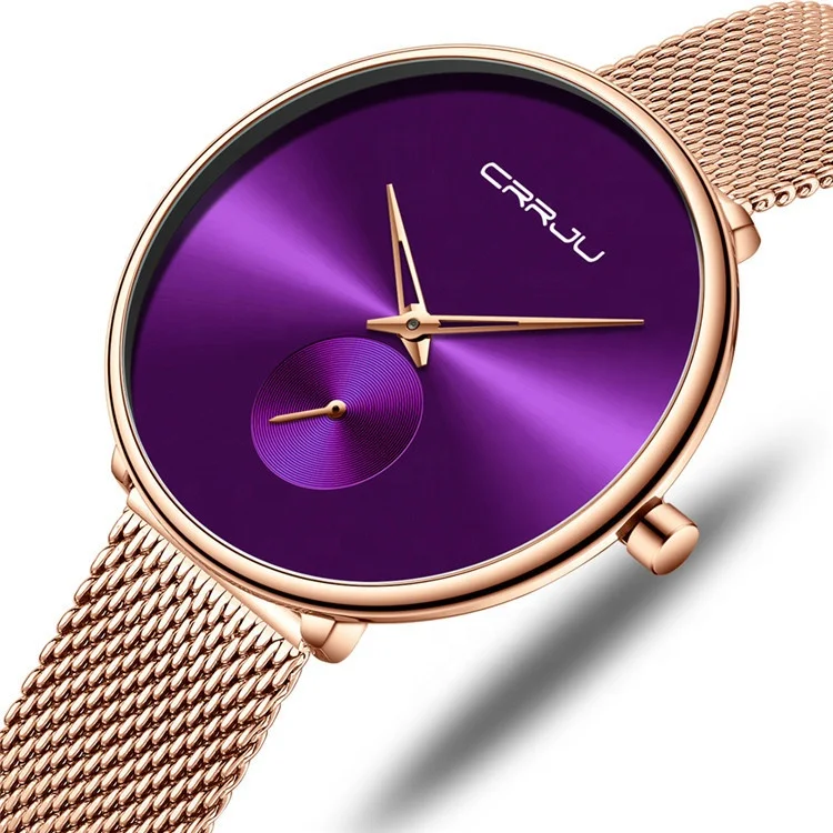Fashion CRRJU 2165 Waterproof Alloy Case Mineral Glass Classic Quartz Lady Watch Luxury Brand Elegant Wrist Watch For Women
