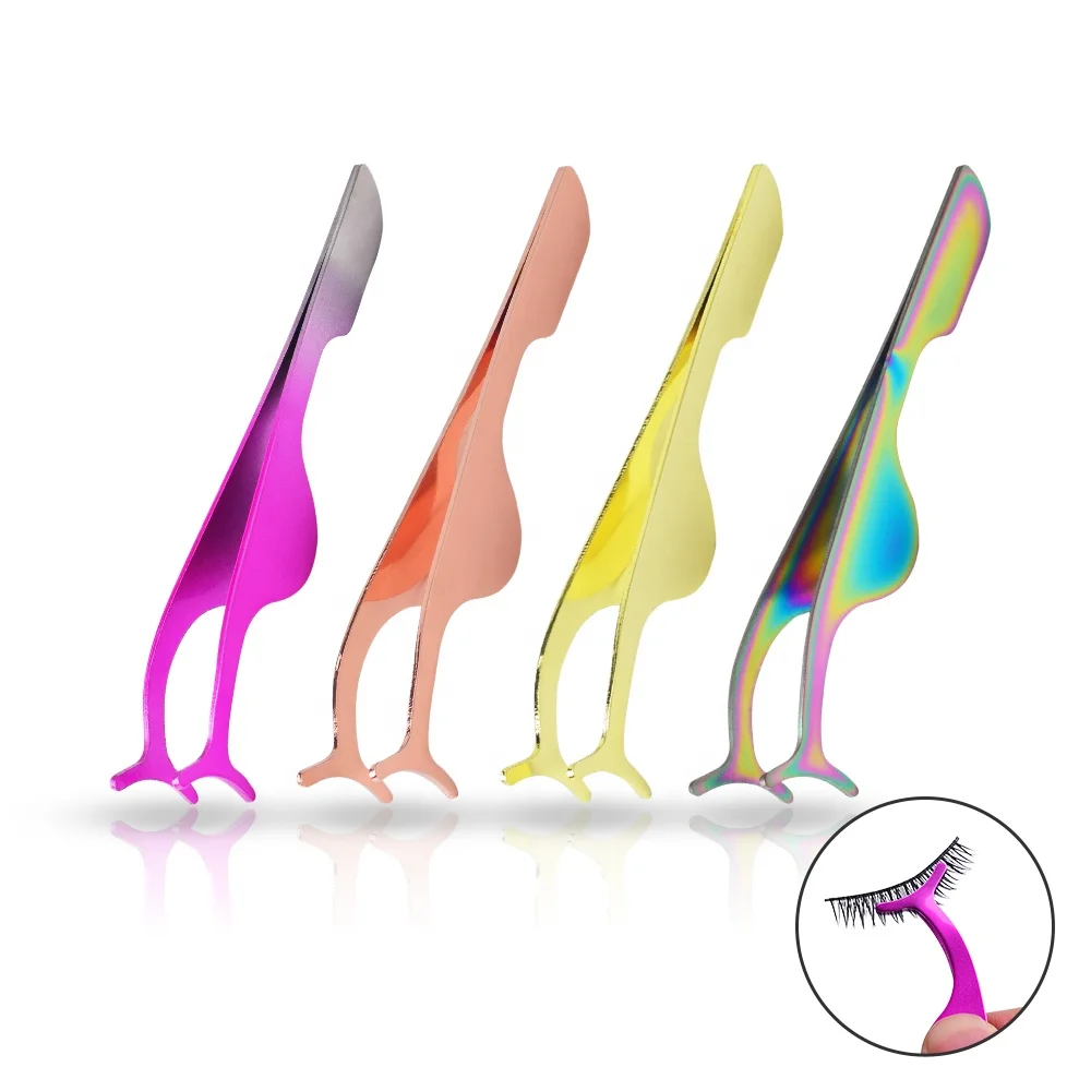 Hot False Eyelash Tweezers Fake Eye Lash Applicator Eyelash Extension Curler Nipper Auxiliary Clip Clamp Makeup Forceps Tools