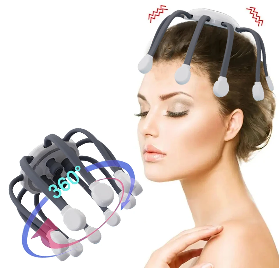 New Arrivals Soft Vibration Relax Electric Silicone Massage Scalp Massager Octopus Head Massager