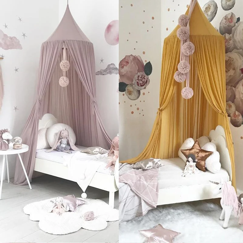  Wholesale Nordic Style Princess Chiffon Mosquito Dome Canopi Kids Baby Bed Room Canopy