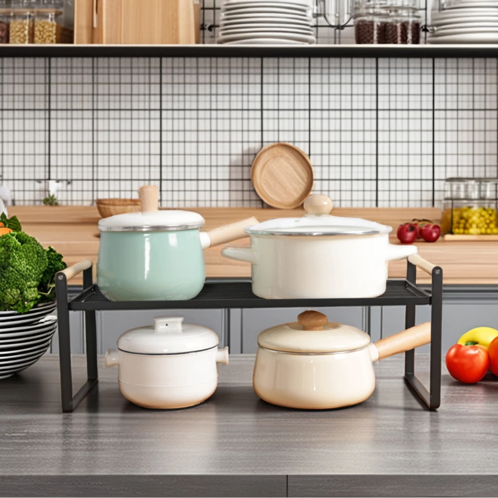 Kitchen Counter Shelves Simple Style Kitchen Under Sink Metal Storage Rack Cabinet Spice Storage Rack