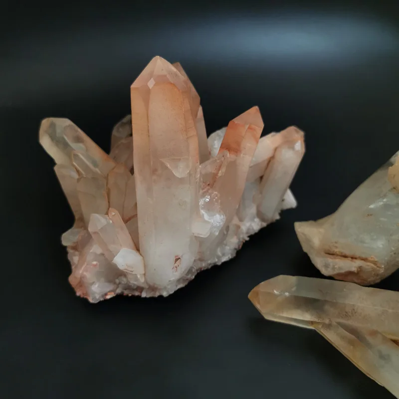 Natural Rock Quartz Hematite Red Clear Quartz Raw Crystal Cluster