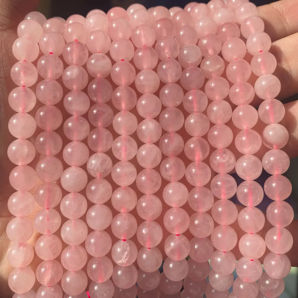 Wholesale Bulk Loose Pink Crystal Healing Stone Round Polished Natural Rose Quartz Jewelry Beads For DIY Bracelet Necklace