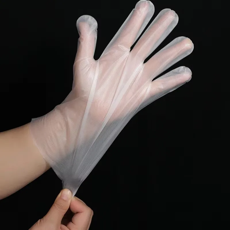 100% Biodegradable Transparent Disposable Waterproof Household Gloves Food Grade Single Use Plastic CPE Glove Food Safety