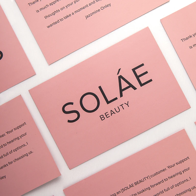 Custom Logo Blush Pink Ecommerce Business Parcel Insert Shopping Thank You for Your Order Purchase Card