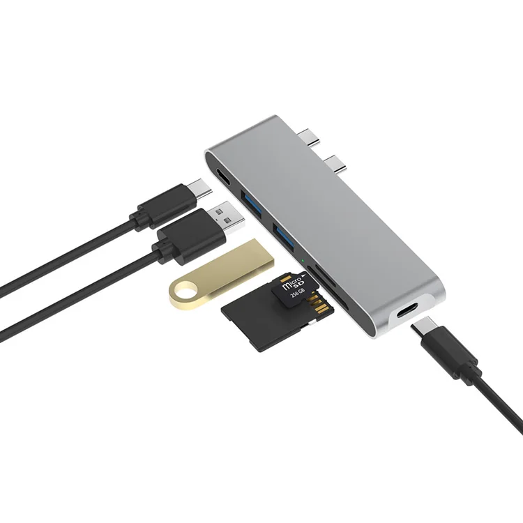 Wholesale USB C Hub 6 in 1 Type C Adapter mutiport hub usb c hub 6 in 1