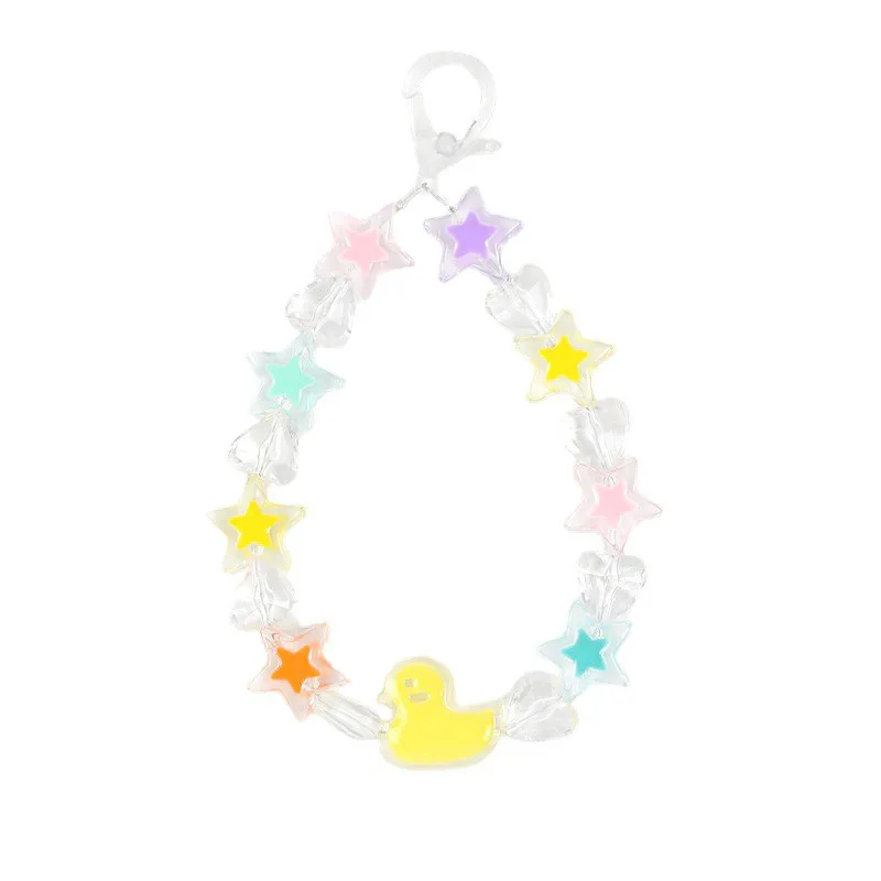 Unisex Acrylic Material Wrist Keychain Chain Wholesale Cartoon Star Acrylic Keychain For Girl