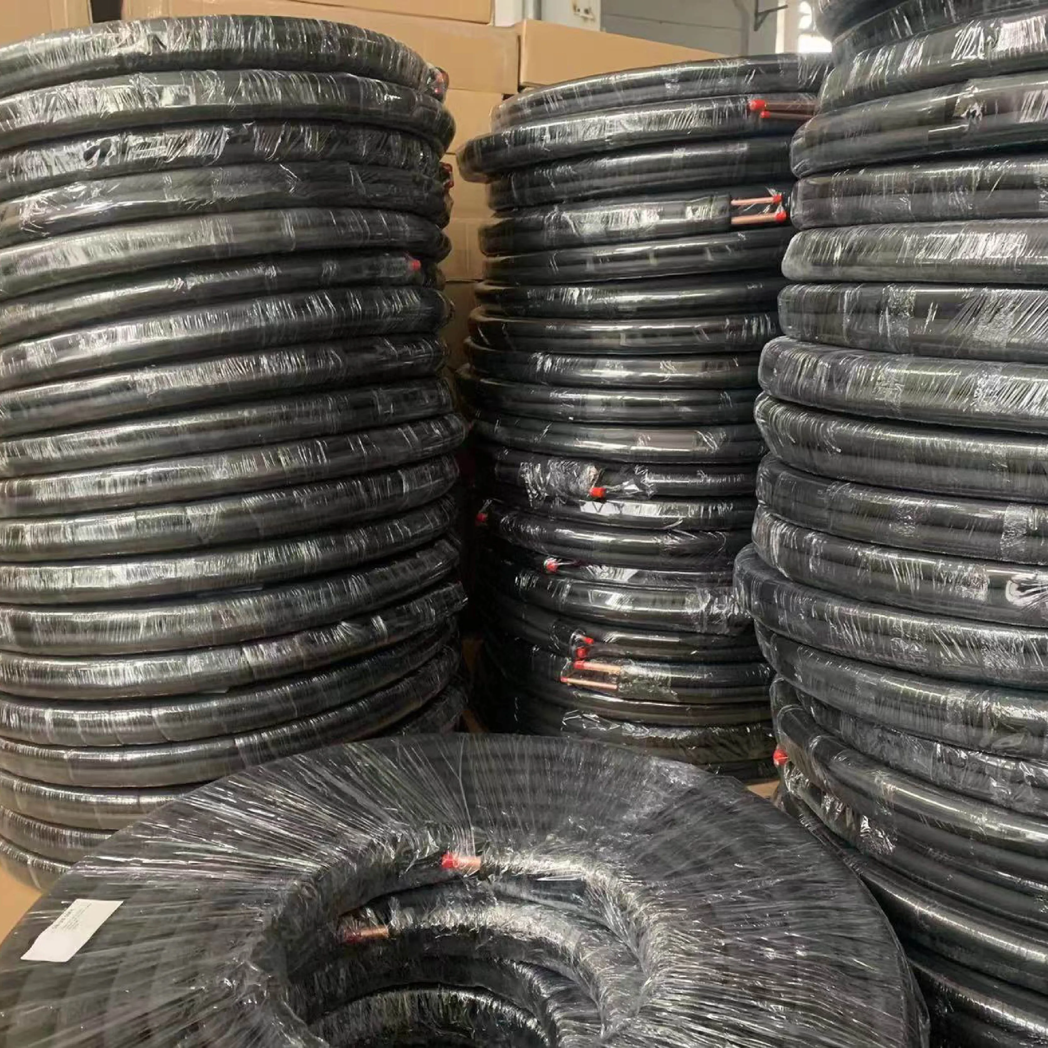 3/8-7/8 HVAC Air Conditioner Parts Black Rubber 50FT Copper Pipes