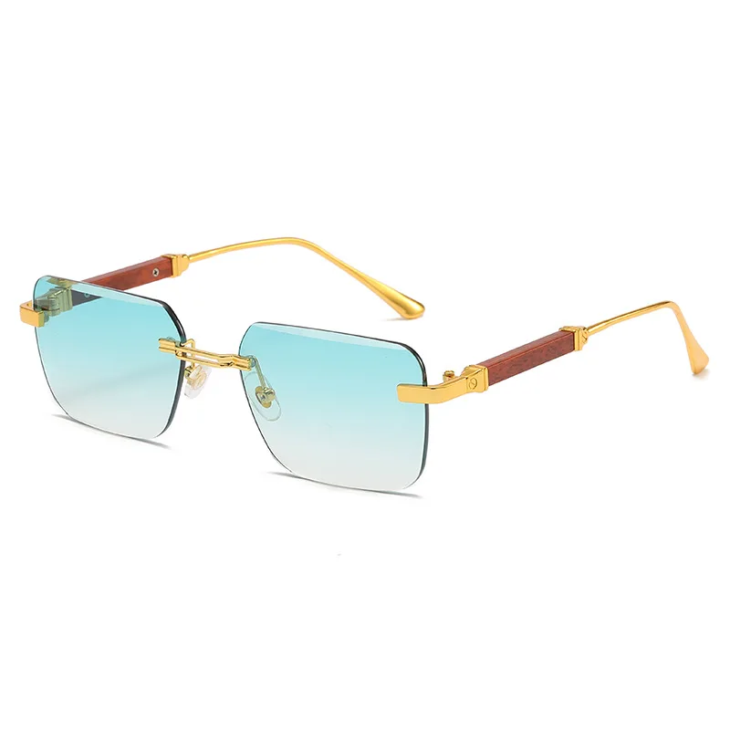 Fashion classic luxury metal frames high quality retro rimless sunglasses men women 2023 ins square eyeglasses custom
