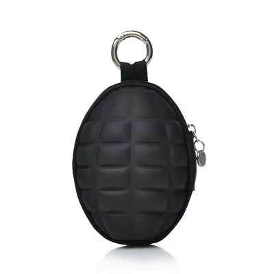 K333 Grenade Shaped Car Keys Wallets PU Leather Hand Zipper Coin Purse Pouch Bag Keychain Holder Case