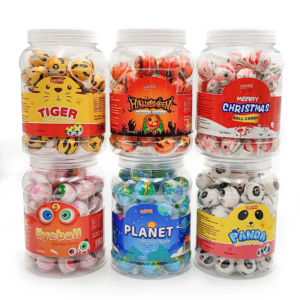 dulces chinos halal Cartoon ball shape 10G/18G fruit jam jelly gummy candy manufacturers