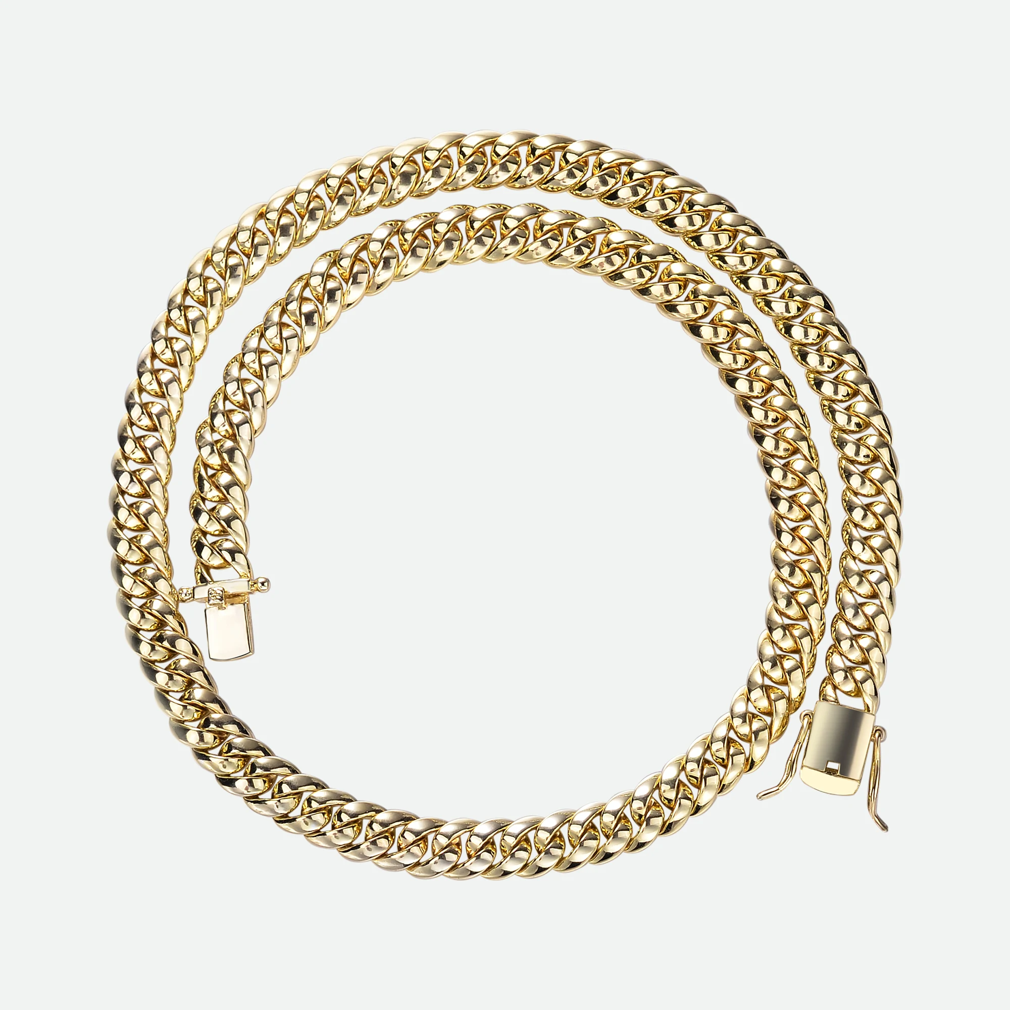 Hip Hop Fine Jewelry 8mm Custom Gold Plated Heavy Miami 8Mm Brass No Stones Cuban Link Chains Necklace For Men