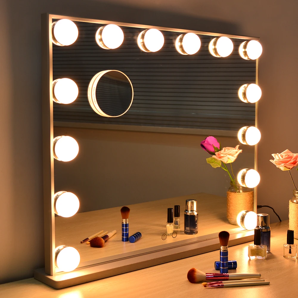 Led Vanity Makeup Mirror Hollywood Standing Styles Flexible Lights Mirrors with large bulbs