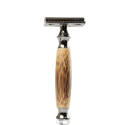 High Quality Classic Handmade Custom Logo Natural Eco Friendly Bamboo Safety Razor Handle for Birthday Gift