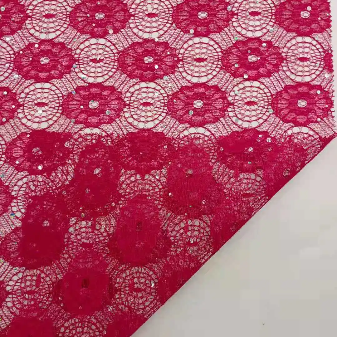 bridal lace fabric 3d lace nigeria african  style sequin net  cord lace fabric