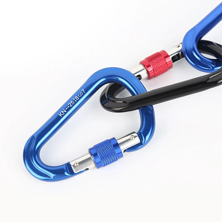 12KN Aluminium Carabiner Lightweight Heavy Duty Strong Durable D-Ring Hooks Spring Snap wire gate carabiner Clips for Hammock