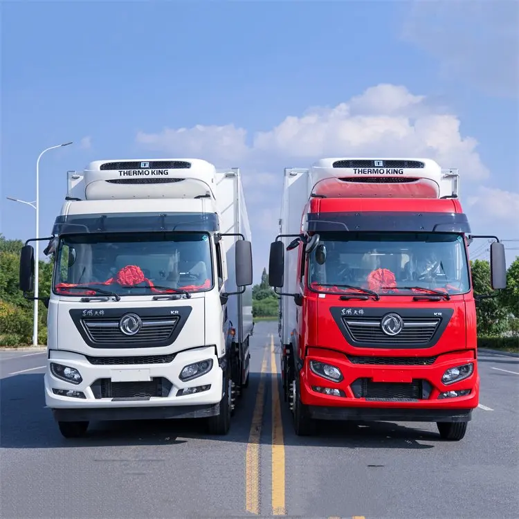 Good thermal insulation 9.6 meters Dongfeng Tianjin KR small three-axle Freezer Refrigerator Van