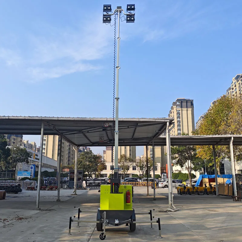 sales best Low price 9m lighting car trailer type electric lifting mobile lighting tower kubota engine