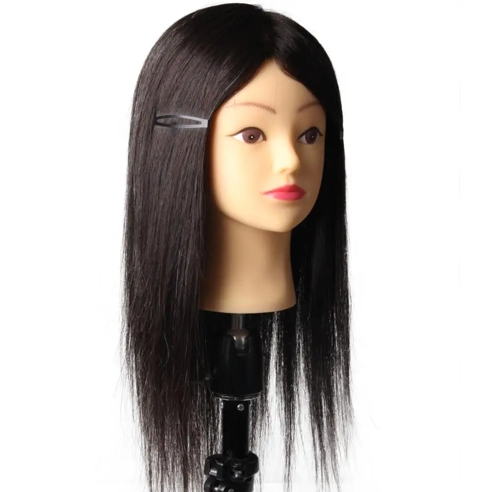 Dummy Training Head Hair Styling Long Hair Mannequin Head Hairdressing for Styling Practice Wig Head Human Hair  28CM
