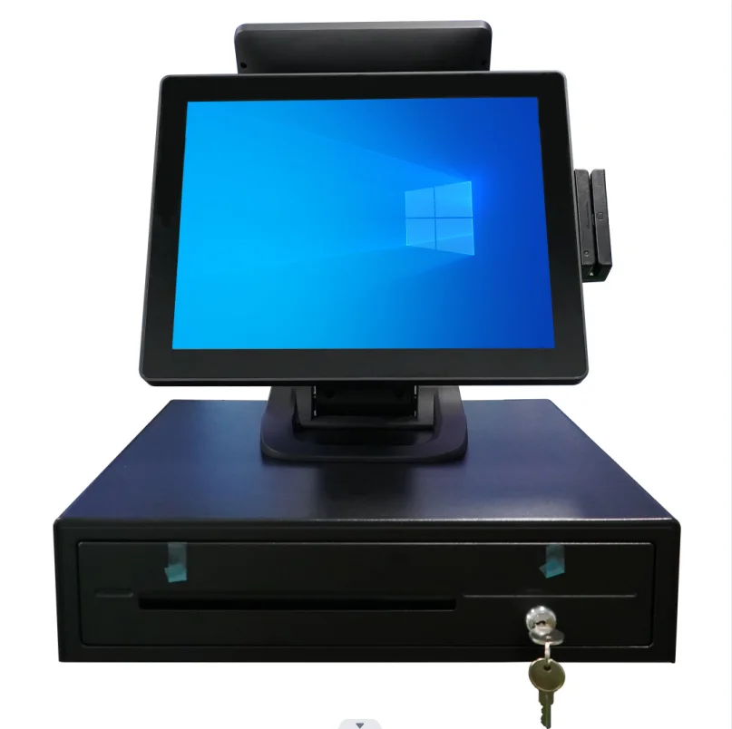 Casting Aluminum 15 Inch+9.7 inch Supermarket POS System  Capacitive Touchscreen Window Pos Systems