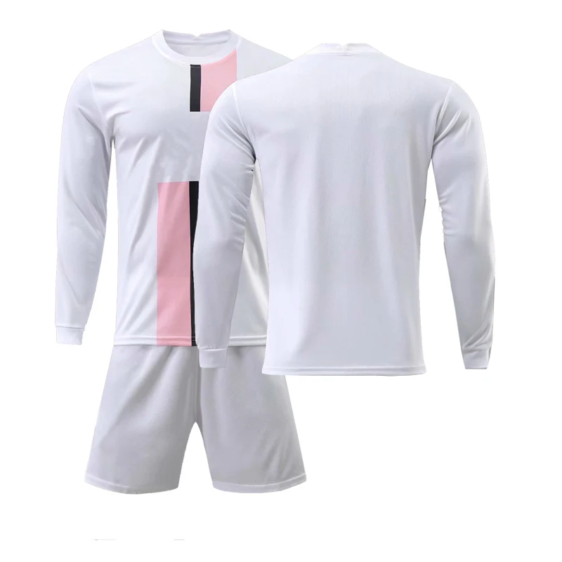 Fashion white quick dry breathable football sports wear training uniforms shorts long sleeves jersey soccer custom