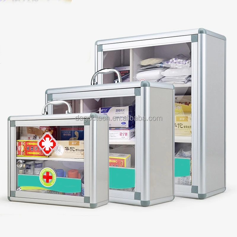 Medicine Cabinet with Lock First Aid Cabinet Wall Mounted Bathroom Storage Hanging Medical Cabinet