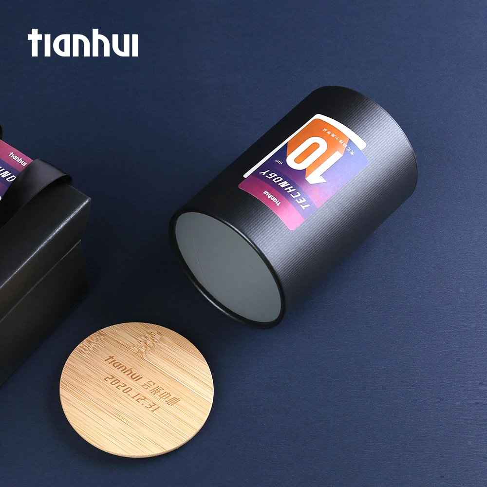 Lid Round Tea Paper Gift Box with Dividers Food Grade Acrylic Wood, Paper Series 216 Tianhui Accept Bio-degradable
