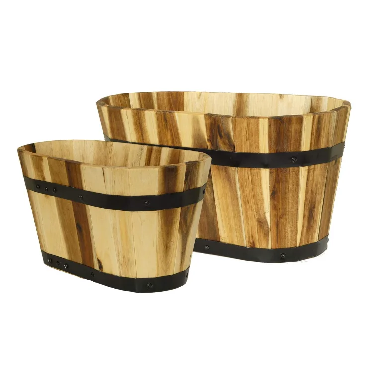 
Classic elegant amazing durability elliptical shape succulent cactus wooden barrel small 