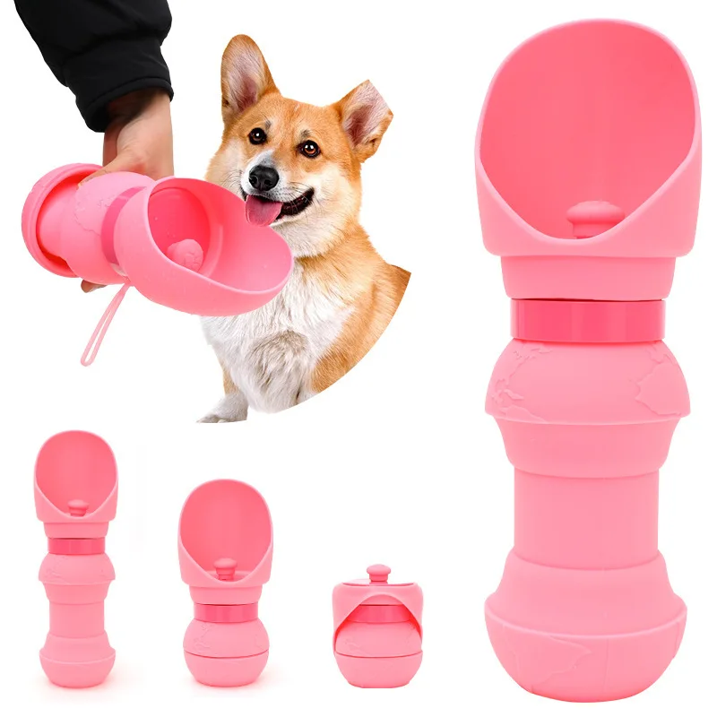 19oz Collapsible Silicone Dog Water Bottle Foldable for Outdoor Camping Travel Pet Supplies