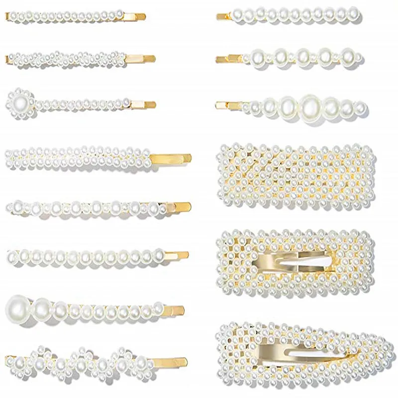 Pafu 6pcs Pearls Hair Clips for Women Girls Gift Fashion Artificial Pearl Barrettes Hairpins Snap Clips Hair Accessories