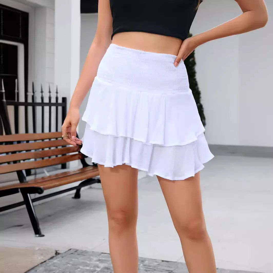 clothing factory best seller women mini skirts with tiered ruffle ready to ship