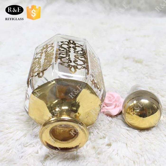 200ml golden hand painting display arabic perfume glass bottle