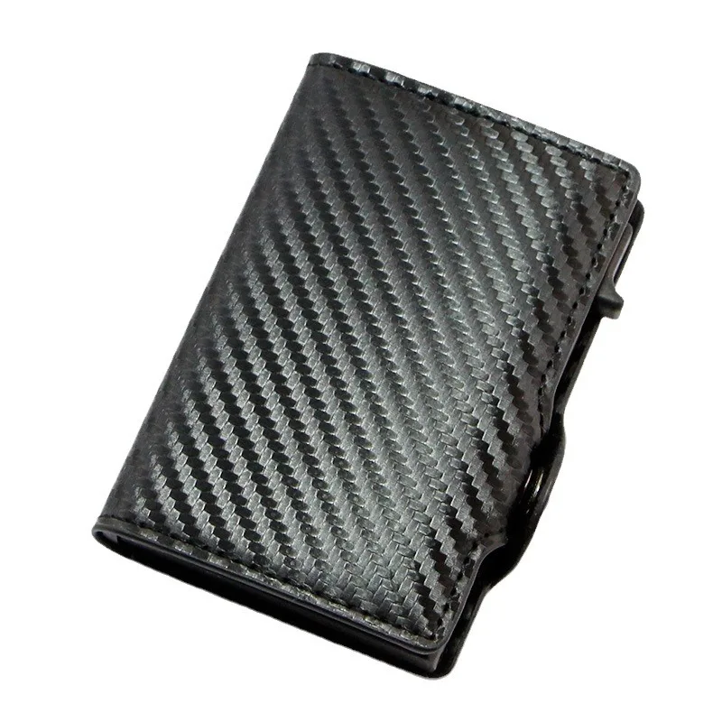 Wholesale Pop Up PU Leather Metal Wallet RFID Blocking Automatic Aluminium Men Credit Card Holder Wallet