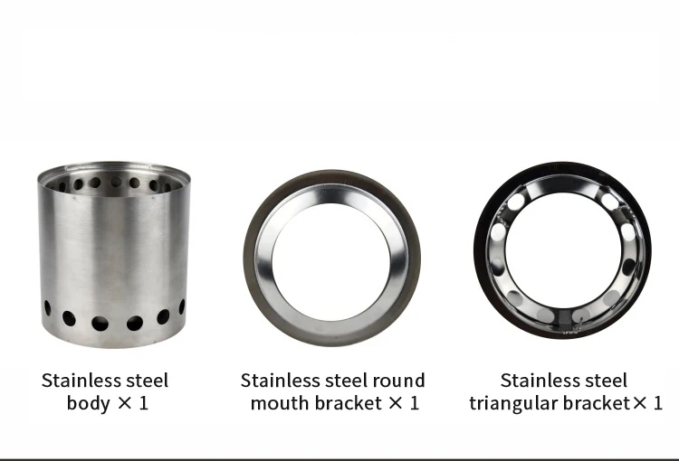 Portable Stainless Steel Outdoor Camping Wood Burning Stove round BBQ Fire Pit Smokeless for Wild Camping Wilderness Adventures