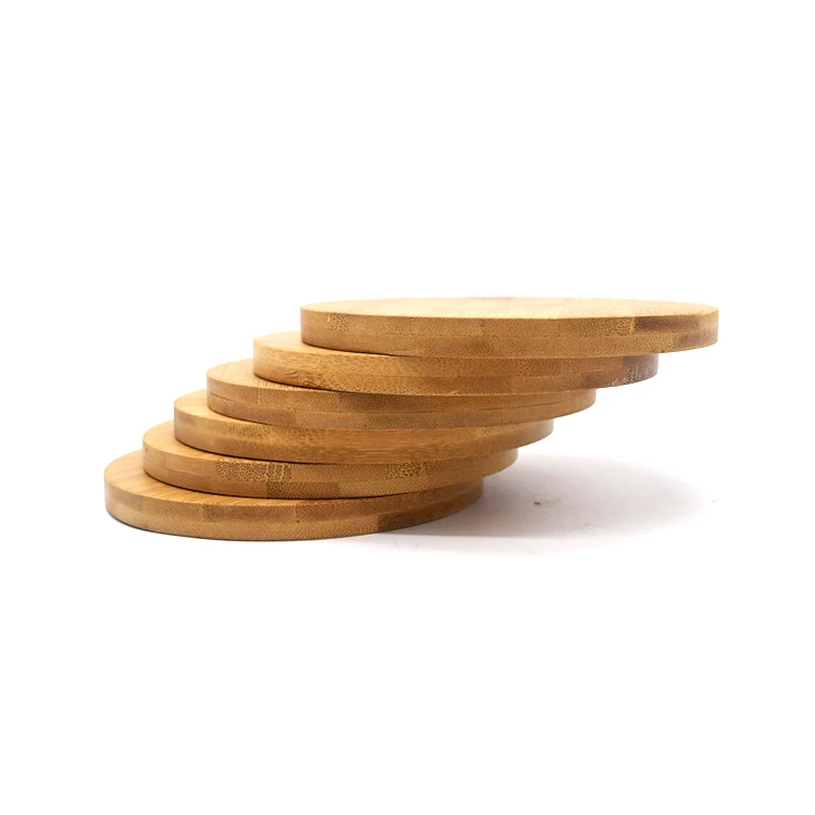 100% натуральные индивидуальные кухонные круглые подставки для чашек, Набор бамбуковых деревянных подставок, подставки для напитков
