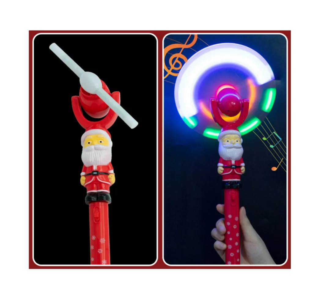 Светящиеся игрушки 2024 волшебная палочка Рождественская вечеринка светящаяся ветряная мельница светящиеся мигающие рождественские вращающиеся ветряные мельницы музыка