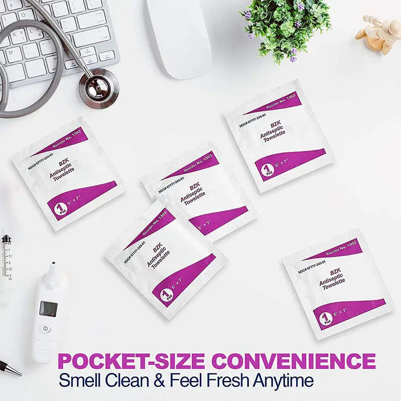 Benzalkonium Chloride Antiseptic Towelette First Aid Wound Hand Sanitizing Wipes With Benzalkonium Chloride Formula