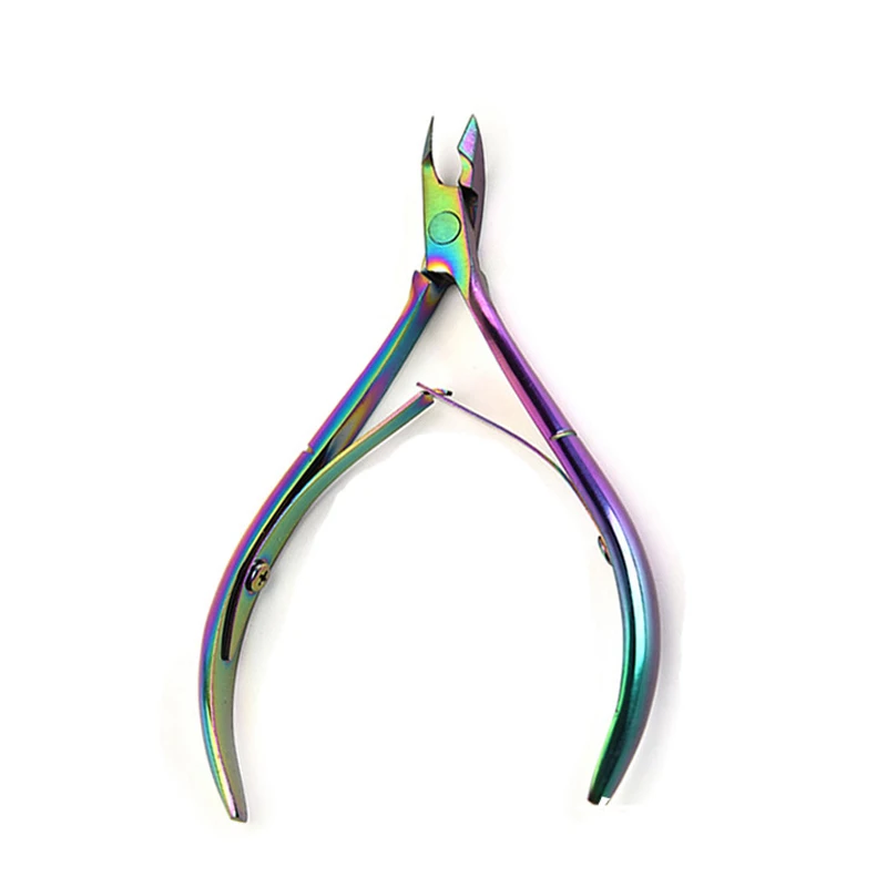 Iksbeauty Wholesale High Quality Rainbow Stainless Steel Multifunctional Cuticle Nail Scissors Manicure