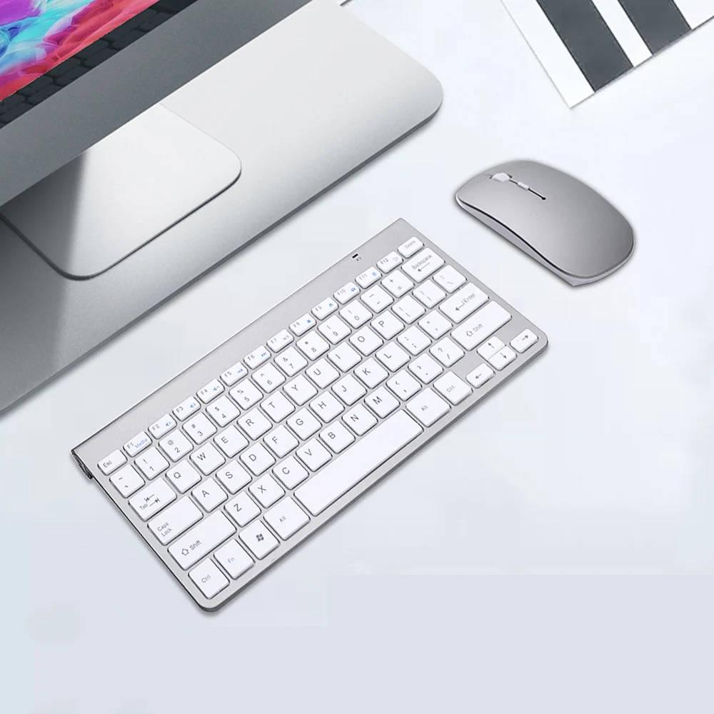 Laptop wireless keyboard and mouse Slim Compact external USB mini tablet 2.4Ghz 78 key replaceable PC gaming pink