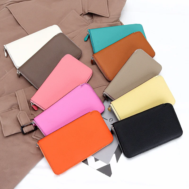 Woman Holder Minimalist Wallets Genuine Leather Credit Card New Ultra Thin Cowhide Long Ladies Wallet With Zipper