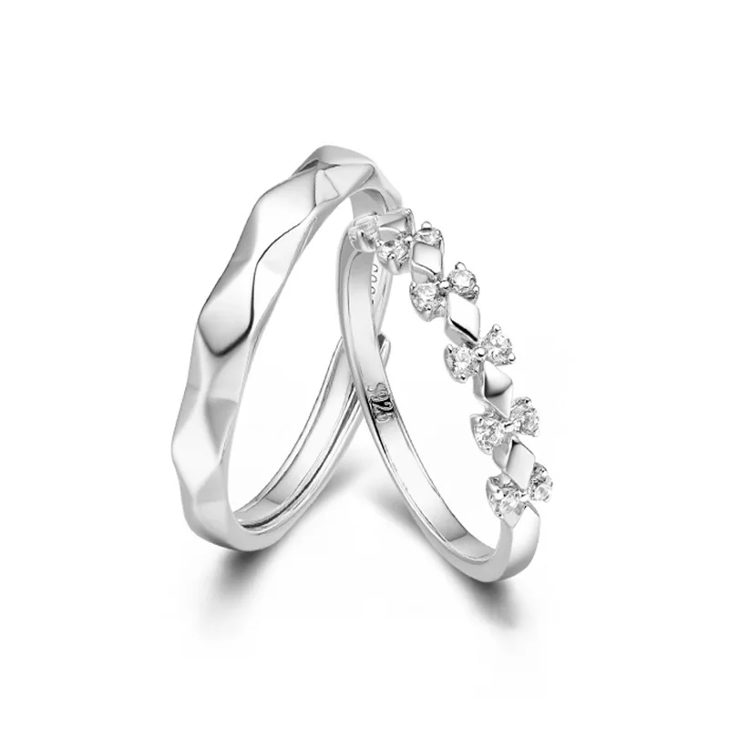 Couple 925 Sterling Silver Finger Rings For Girls Hot Sales wedding rings S925 Adjustable Vintage Couple set and engagement