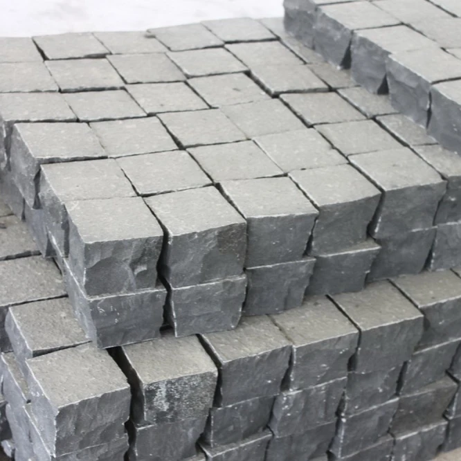 Wholesale Black Basalt Cobblestone Natural Stone Cube for Driveway Paving