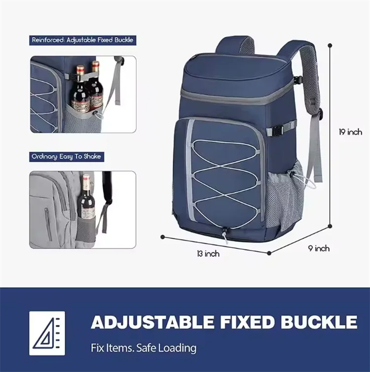 BSCI Custom Design Reusable Leakproof Soft Insulated Lunch Cooler Backpack Camping Beach Hiking Shopping Refrigerated Storage