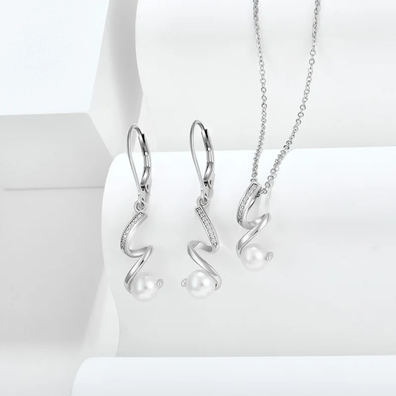 Wholesale Fashion Vintage Party Jewelry Women Zircon Brass Dangle Drop Hoop Perla Aretes Round Pearl Earring