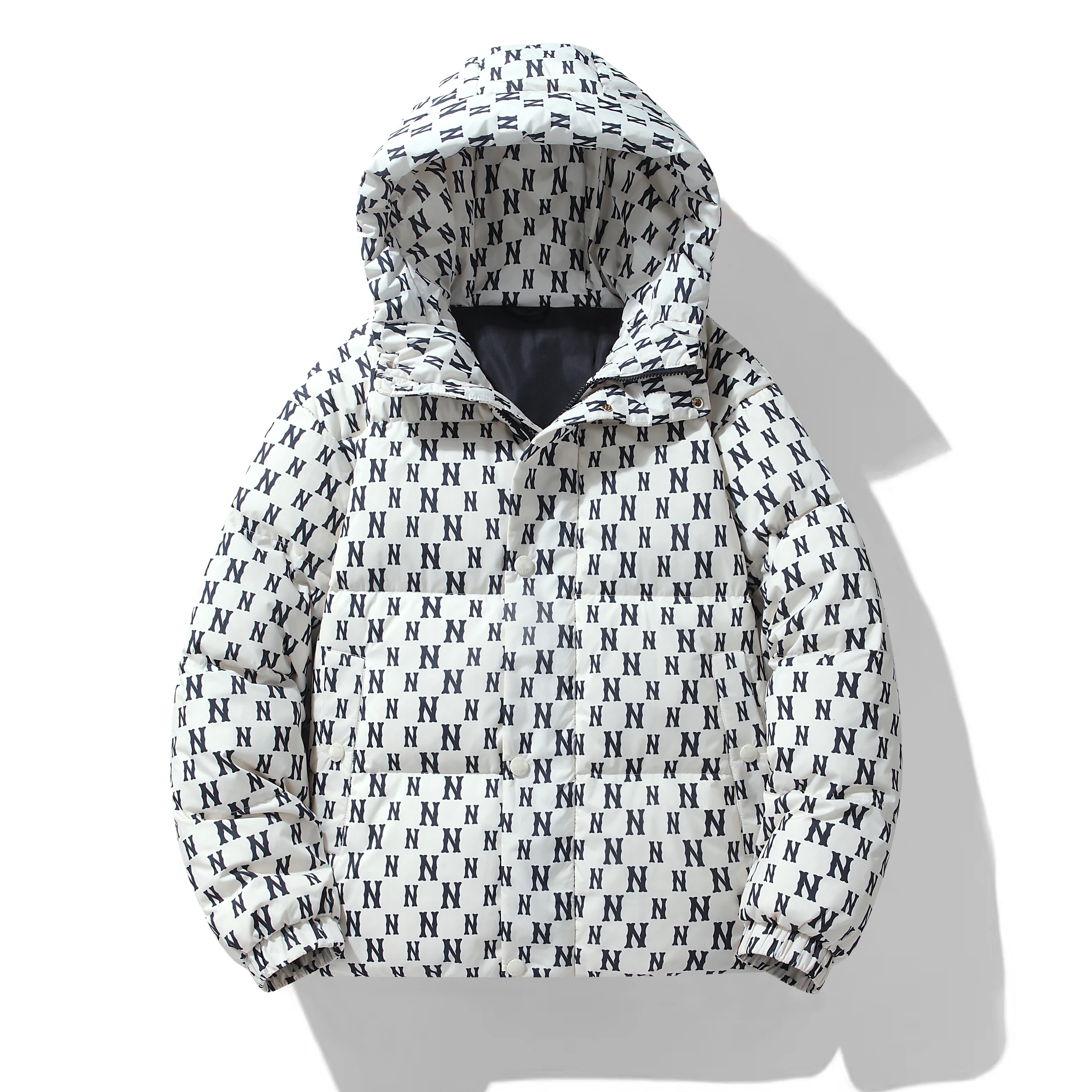 ANSZKTN Winter Men warm loose hooded short top fashion coat white duck down jacket