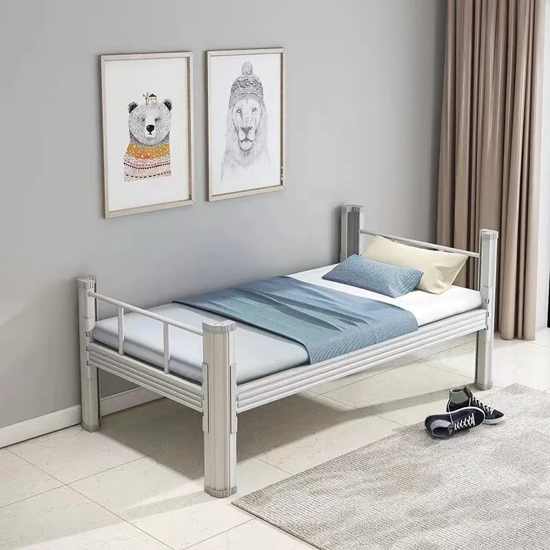 Super quality Steel Single bed Strong heavy duty bed frame with wooden board Metal bed for adults